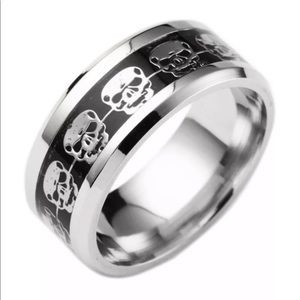 Stainless Steel Skull Ring Silver/Black